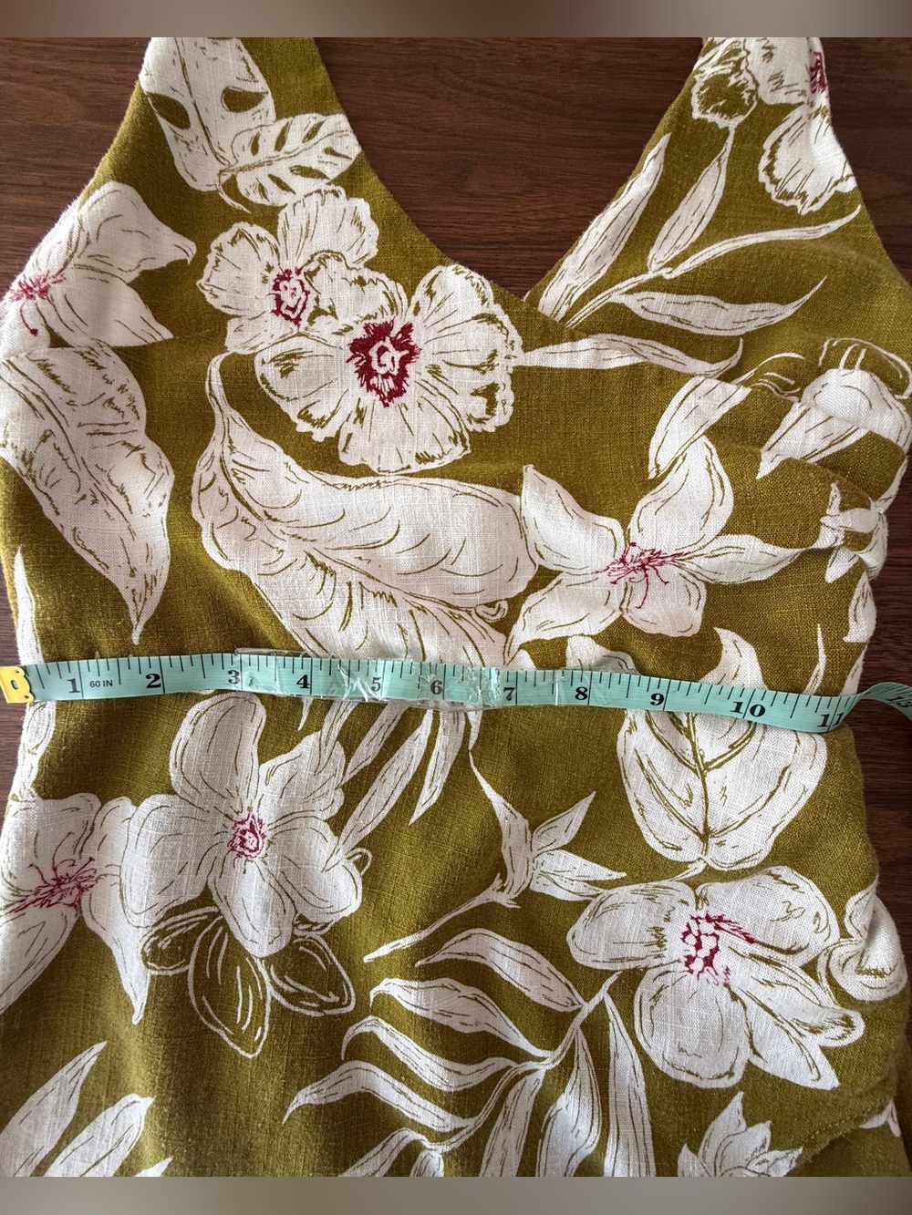 ZARA Tropical Floral Halter Midi Dress – Olive & Cream: XS - Picture 15 of 16